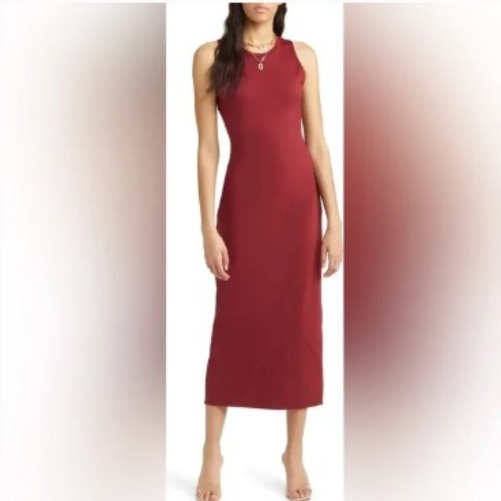 Open Edit - Reversible Knotted Cut out back Tank Dress in Red Grape - XS